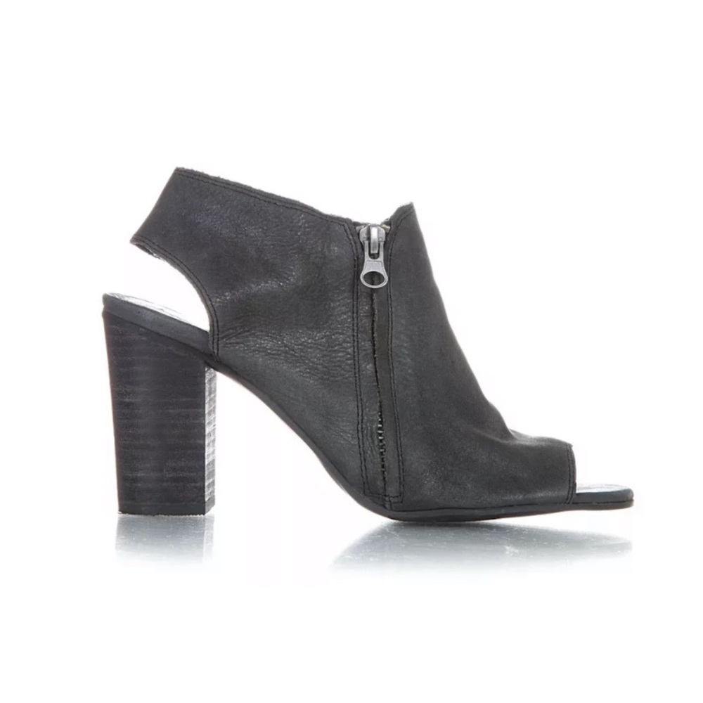 Matisse Black leather ankle boots heels 8 open toe
